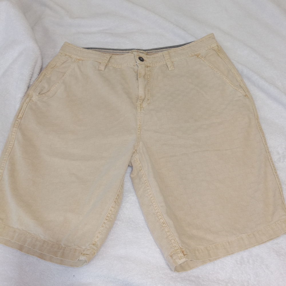 Carbon2Cobalt Mens Checkered  Tan Chino Shorts 10" Inseam Sz 33 Preppy Casual